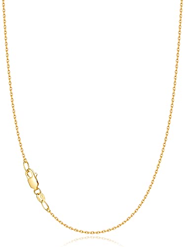 Jewlpire 18k Gold Plated 925 Sterling Silver Chain Necklace for Women, 1.1mm Cable Chains Necklace Thin & Dainty & Sturdy Women's Chain Necklaces, 14/16/17/18/20/22/24 Inches - color: Gold, size: 18 Inch