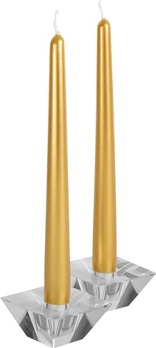 Hyoola Tall Taper Candles - 10 Inch Metallic Gold Unscented Dripless Taper Candles - 8 Hour Burn Time - 4 Pack - color: Metallic Gold, size: 10 Inch