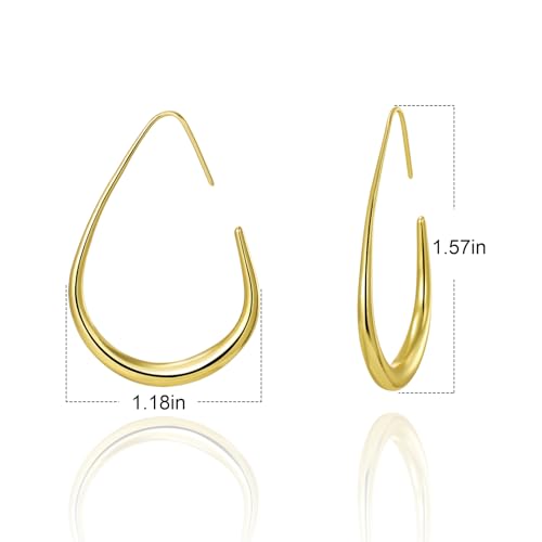 18K Gold Plated Hoop Earrings for Women, NICKEL-FREE & HYPOALLERGENIC, Timeless Jewelry Gift - color: Silver-Circular Ring