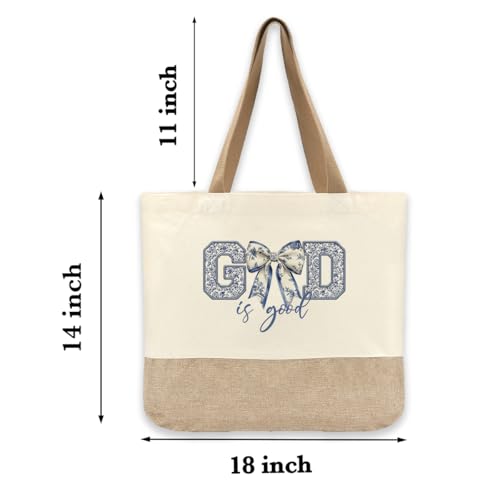 Tote Bag, Gifts for Women Friends Girlfriend Coworker Wife Mom Reusable Tote Bags Birthday Thank You Gift - color: Blue Bow God