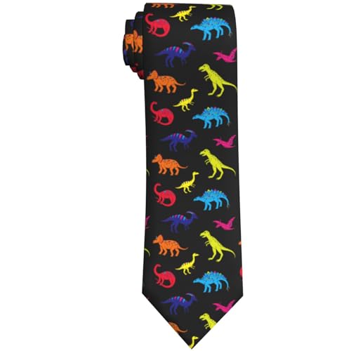 Men's Neckties, Novelty Printed Skinny Tie for Work Casual Party - color: Dinosaurs