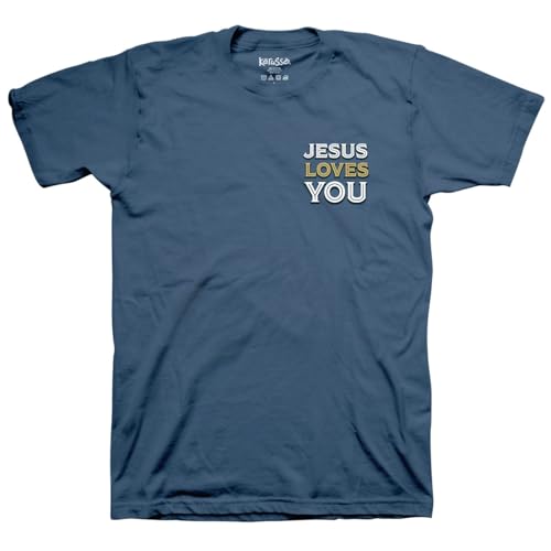 to The Person Behind Me Jesus Loves You Rev. 3:20 Cotton T-Shirt - size: Small