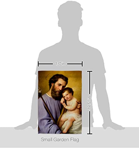 St. Joseph And Infant Jesus Flag Religious Tapestry Faith Hope Grace Religion House Wall Poster ReligionHome Decor Easter Decoration Garden Banner Small Holy Week Grave Yard Sign Christian Gifts Made In USA