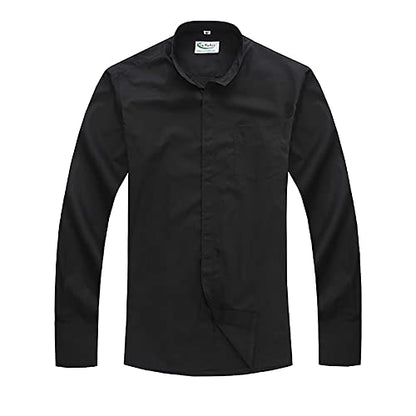 IvyRobes Mens Tab-Collar Long Sleeves Clergy Shirt- 5 Colors Available - color: Black, size: Small