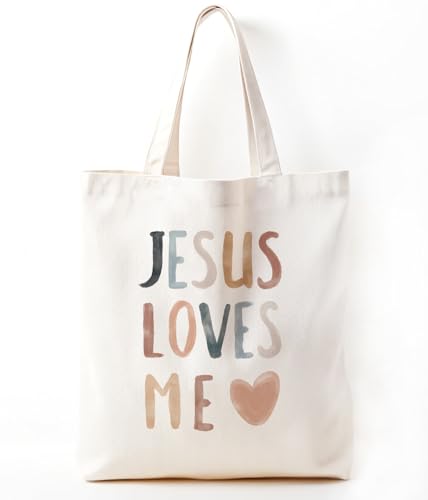 Christian Bible Inspirational Tote Bag for Church Baptism - color: Jesus Love Me