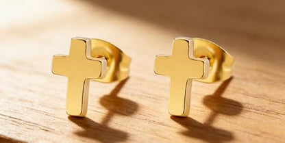 ONLYJUMP 925 Sterling Silver Cross Stud Earrings For Women Fashion Earrings Cross Earrings Small 14k Gold Plated Cross Earrings Studs Jewelry Gifts - color: Gold