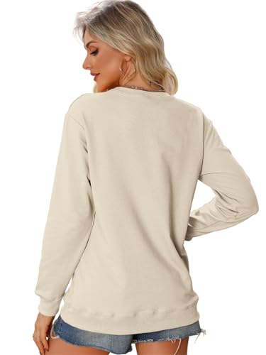 Christian Sweatshirt for Women Faith Can Move Mountains Graphic Shirts - color: Beige, size: Medium