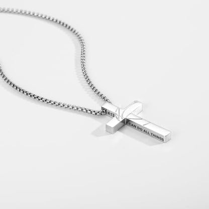 Gnamy Basketball Cross Necklace Gifts for Boys Men, Cross with Bible Verse Stainless Steel Pendant Chain Easter Christian Religious Jewelry Gifts for Him Kids Teenage Teens - color: Silver, style: PHILIPPIANS 4:13