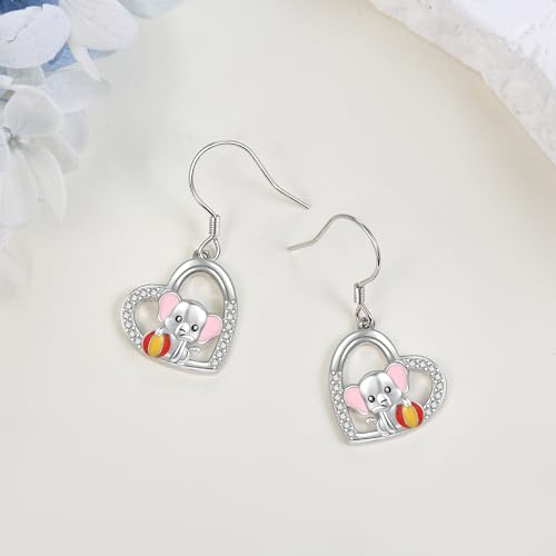 Crab/Mushroom/Lobster/Bat/Angler Fish/Tiger/Elephant/Jellyfish/Flamingo/Scorpion Earrings Dangling Sterling Silver Created Blue Opal Earrings Jewelry Gifts for Women Girls… - style: Elephant