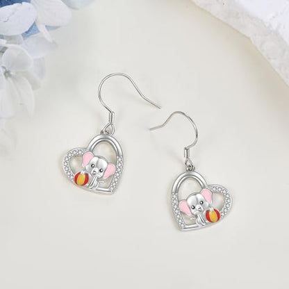 Crab/Mushroom/Lobster/Bat/Angler Fish/Tiger/Elephant/Jellyfish/Flamingo/Scorpion Earrings Dangling Sterling Silver Created Blue Opal Earrings Jewelry Gifts for Women Girls… - style: Elephant