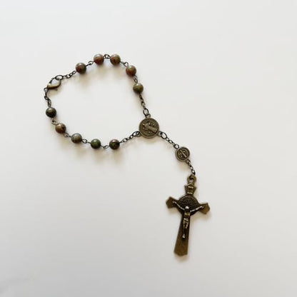 6cm Black Gallstone Rosary Catholic Rosary For Car Hanging Prayer - color: Bronze