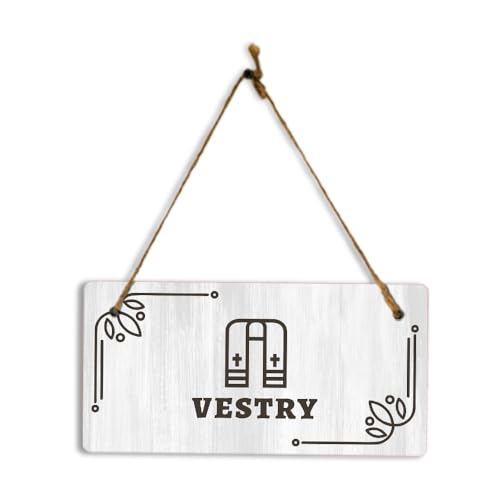 Vestry 5x10 Hanging Plus Wall or Door Sign | Religious Rustic Wood Sign