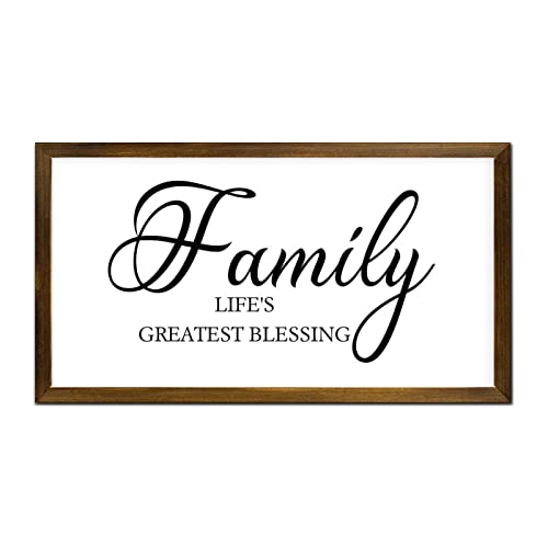 Christian Gift Funny Quote Wood Framed Sign Family Lifes Greatest Blessing Framed Signs for Home Funny Quote Farmhouse Rustic Wood Wall Hanging Decor for Living Room Kitchen 12x22in - color: A-8, size: 12x22in