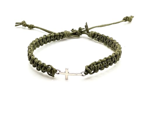 Cross Hemp Bracelet - color: Olive Green