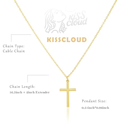 Cross Necklace for Women, Dainty 14K Gold Plated CZ Pendant - color: Gold-3D cross