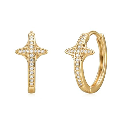 LOYATA Gold Cross Earrings for Women-14K Gold Plated Small Hoop Huggie Earrings Dainty Trendy CZ Cross Hoop Earring Cute Hypoallergenic Hoops Jewelry Gifts for Women Mothers Day Gifts for Mom - color: CZ Style4