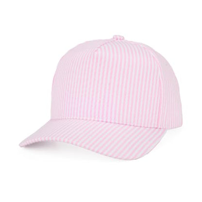 C.C Women's Criss-Cross Ponytail Trucker Hat - Snapback, One Size - color: Cotton Stripe-pink