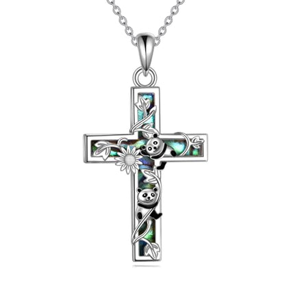 YFN Cross Necklace Sterling Silver Religious Cross Pendant Jewelry Christian Gifts for Women Men - style: F. Panda