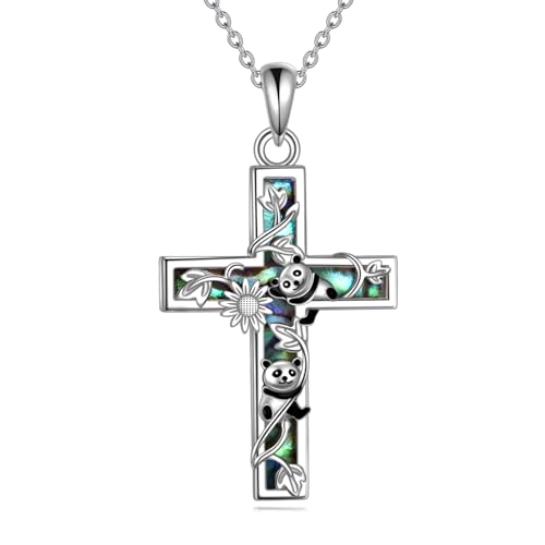 YFN Cross Necklace Sterling Silver Religious Cross Pendant Jewelry Christian Gifts for Women Men - style: F. Panda