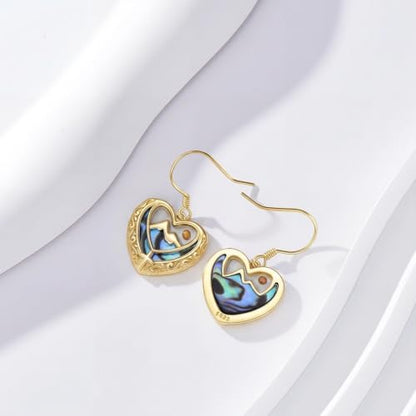 AOBOCO 925 Silver Mustard Seed Cross Heart Dangle Drop Earrings Women - color: Silver-14K Gold