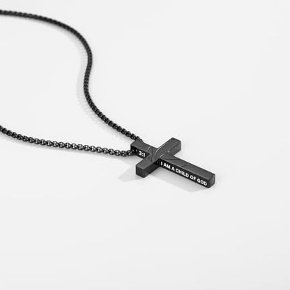 Gnamy Basketball Cross Necklace Gifts for Boys Men, Cross with Bible Verse Stainless Steel Pendant Chain Easter Christian Religious Jewelry Gifts for Him Kids Teenage Teens - color: Black, style: I AM A CHILD OF GOD
