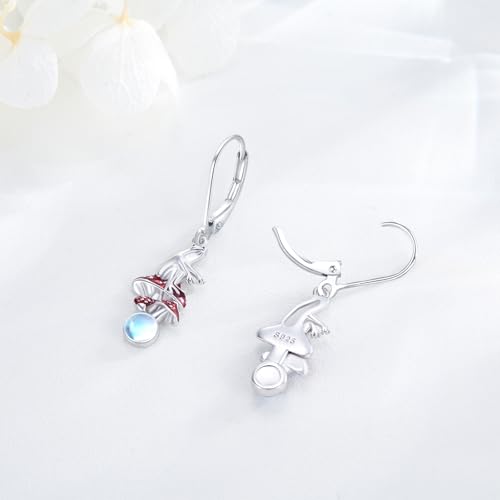 925 Sterling Silver Sunflower/Rose/Plumeria/Hibiscus/Mushroom Cross Earrings for Women Hawaiian Flower/Butterfly Cross Dangle Drop Earrings Jewelry Faith Christian Gift for Her Daughter Wife Girlfriend - style: Mushroom Frog