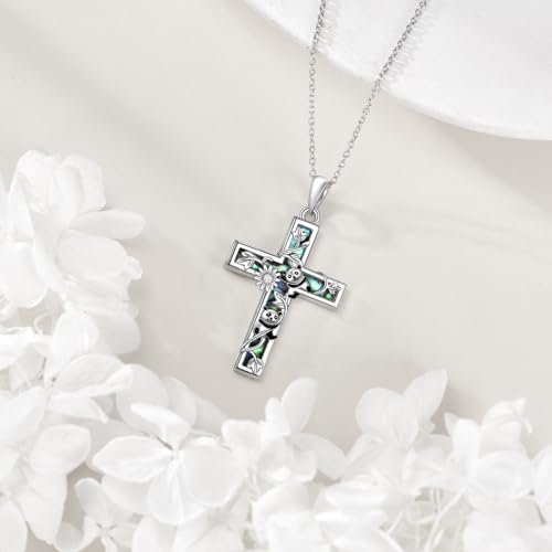 YFN Cross Necklace Sterling Silver Religious Cross Pendant Jewelry Christian Gifts for Women Men - style: F. Panda