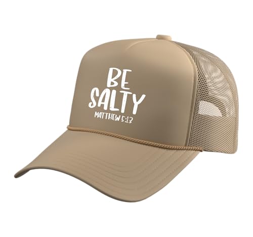 Be Salty Matthew 5:13 Bible Verse God Jesus Faith Christian Trucker Hat with Adjustable Mesh Back - color: Khaki