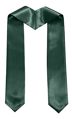 Plain Graduation Stole Sash 60 Inch Unisex Adults Solid - color: Forest Green Stole