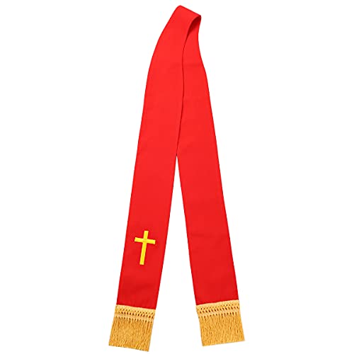 BLESSUME Church Clergy Pastor Cross Embroidered Stole - color: Red 5