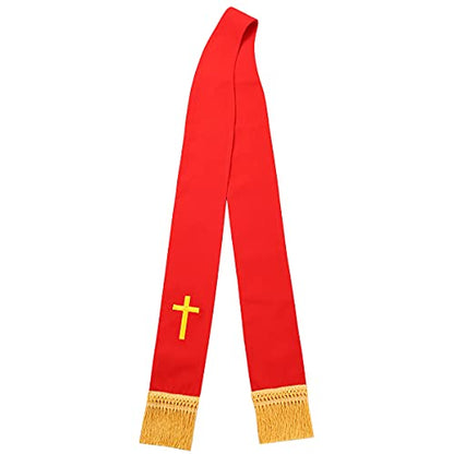 BLESSUME Church Clergy Pastor Cross Embroidered Stole - color: Red 5