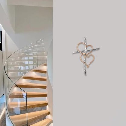 Wall Cross Heart Metal Crosses Religious Wall Art for Wall Hanging