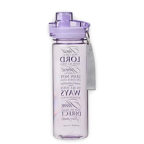 Christian Art Gifts Wide Mouth BPA-Free Reusable Plastic Sports Water Bottle for Men & Women, Inspirational Scripture w/Locking Flip-Top Lid & Carry Strap, 28 oz. - color: Purple - Trust In The Lord