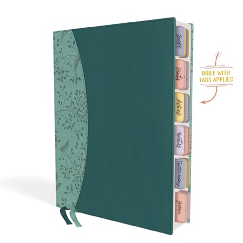 NIV, Beautiful Word Bible, Updated Edition, Peel/Stick Bible Tabs, Leathersoft, Teal, Red Letter, Comfort Print: 600+ Full-Color Illustrated Verses