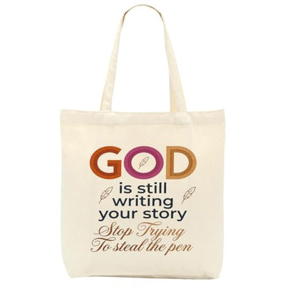 Faith Canvas Tote Bag, Christian Gifts for Women Girls Mom Sister Inspirational Bible Verse Birthday Christmas - color: Religious 823