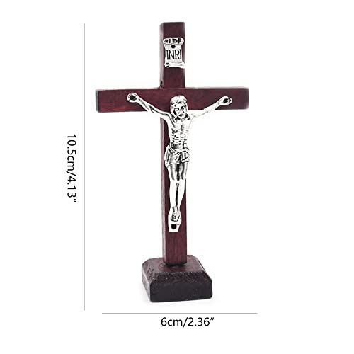 hejhncii Crucifix Wall Cross Wooden Catholic Cross With Stand Religious Christian Standing Cross Church Home Ornaments For Prayers
