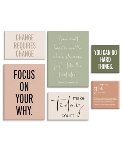 Framed Motivational Office Wall Decor, Set of 6 Boho Inspirational Prints - color: Office