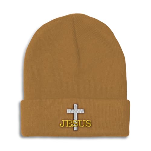Custom Beanies for Men Christian Cross Jesus Faith Jesus Christ Skull Cap Winter Hats for Women One Size - color: Khaki Design Only