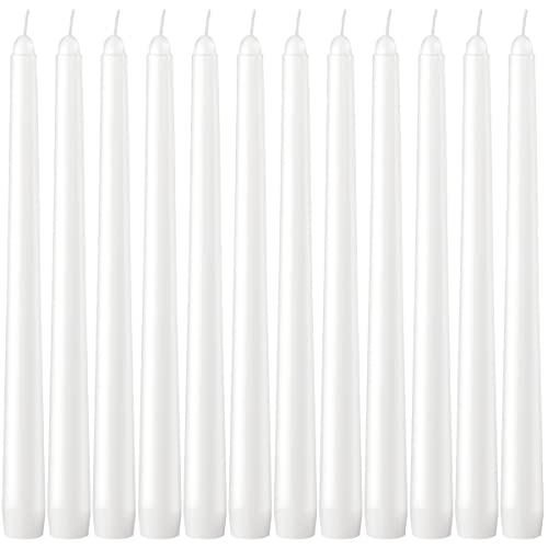 Dripless Taper Candles - Unscented White Candles Bulk - Candle Sticks Long Burning 7.5-8 Hours - for Candlesticks, Dinner Table, Vigil, Advent, Christmas, Thanksgiving, Kwanzaa - 12 Pack,10 Inch Tall - color: 10"12pcs-White