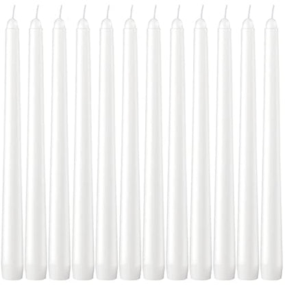 Dripless Taper Candles - Unscented White Candles Bulk - Candle Sticks Long Burning 7.5-8 Hours - for Candlesticks, Dinner Table, Vigil, Advent, Christmas, Thanksgiving, Kwanzaa - 12 Pack,10 Inch Tall - color: 10"12pcs-White