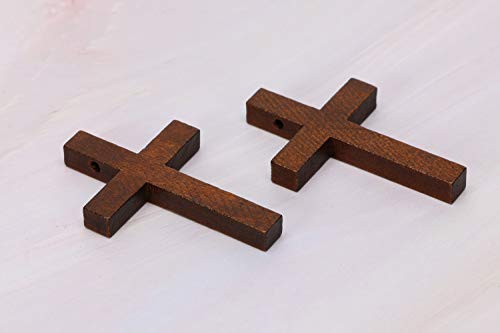 Penta Angel Natural Wood Cross Bulk 50Pcs Mini Wooden Cross Pendants Beads Charms Jewelry Findings for Bracelet Necklace Earring Jewelry Making and Craft DIY