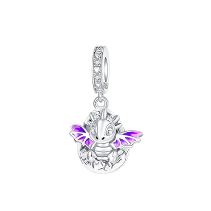 LUXILLA 925 Sterling Silver Charm Golden Family Tree Sparkling Cross Cute Dragon Charms Fits Bracelets Necklace Pendant Bead Jewelry Gift for Women Family Friends - color: Cute Dragon Dangle Charm