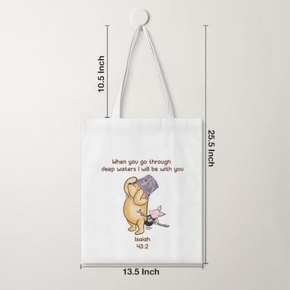 Cute Pooh Bear Aesthetic Reusable Tote Bag, Funny Gifts for Women Friends - color: Isaiah