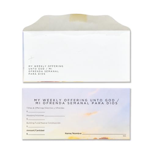 Weekly Offering Envelopes for Church | Mi Ofrenda Semanal Para Dios | English and Spanish | 3" x 6 5/16" | Pack of 100