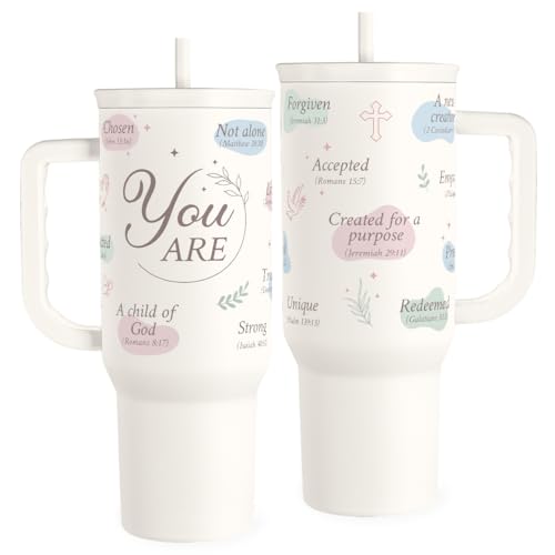 SANDJEST Christian Gift for Women – Inspiration Insulated Stainless Steel Tumbler with Handle and Straw - Religious Gifts for Birthday Christmas, 40oz - color: Christian 1