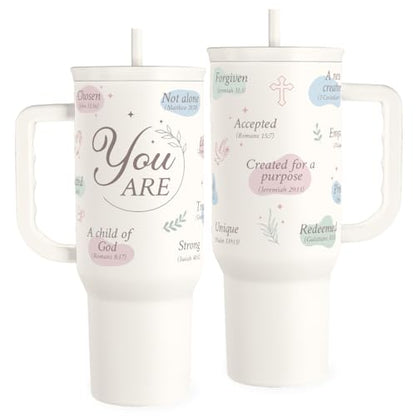 SANDJEST Christian Gift for Women – Inspiration Insulated Stainless Steel Tumbler with Handle and Straw - Religious Gifts for Birthday Christmas, 40oz - color: Christian 1