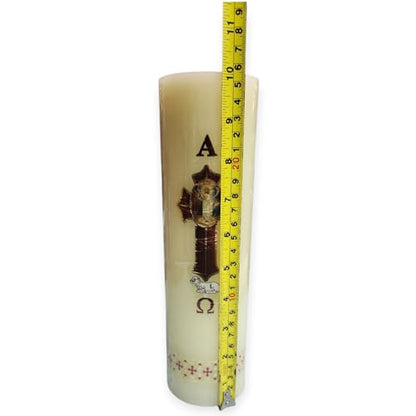 Cirio Pascual Paschal Candle – (10" inches - Regular / 1 Kilo) 100% Wax Religious with Alpha & Omega Symbol – Jesus Christ Church Candle for Holy Saturday Vigil, Resurrection & Worship - size: 10" inches - Regular / 1 Kilo