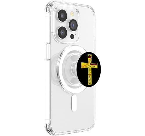 Softball Girl Christian Cross Faith I Need Softball & Jesus PopSockets PopGrip for MagSafe - style: Magnetic PopGrip