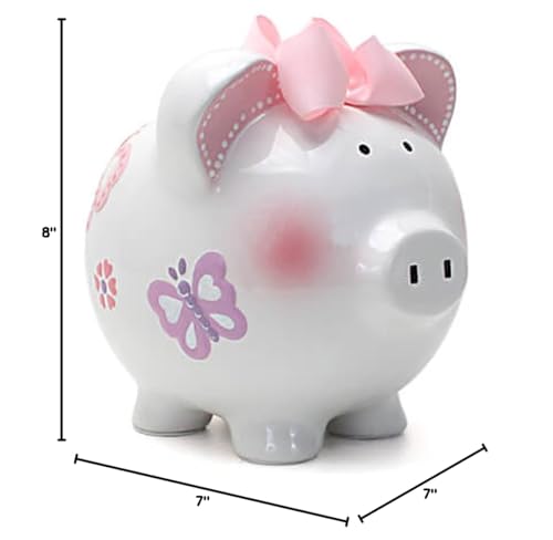 Child to Cherish Ceramic Piggy Bank for Girls, Butterfly - color: Butterfly
