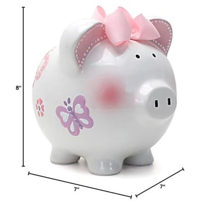 Child to Cherish Ceramic Piggy Bank for Girls, Butterfly - color: Butterfly